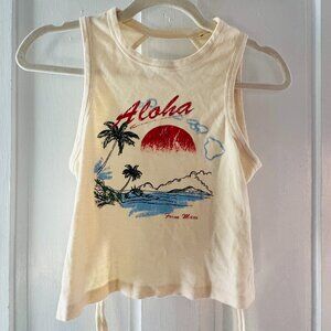 Aloha Tie Back Tank Cream Size M